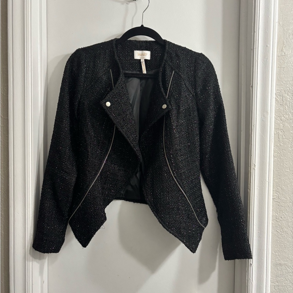 Laundry Black Women's Sparkle Motorcycle Jacket